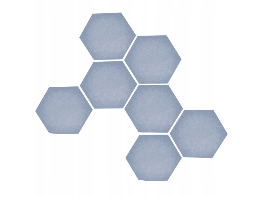 Samolepící filcové panely na zeď HEXAGON - 7 ks - modré