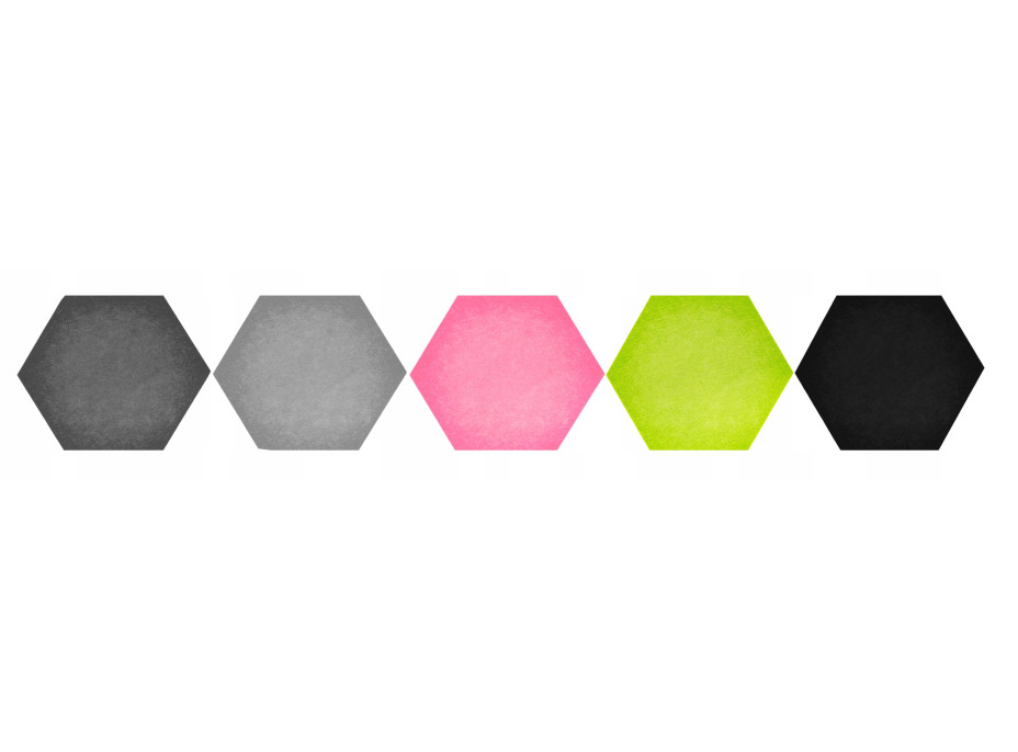 Samolepící filcové panely na zeď HEXAGON - 7 ks - šedé