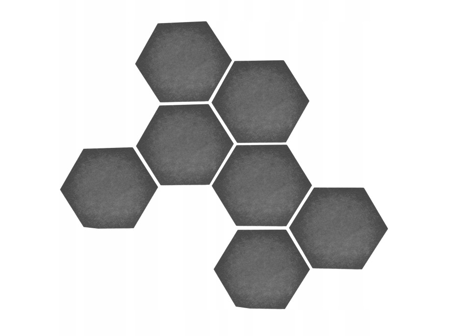 Samolepící filcové panely na zeď HEXAGON - 7 ks - šedé