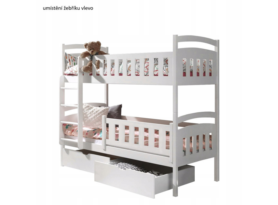 Dětská patrová postel se šuplíky z masivu borovice DOMINIK II - 200x90 cm - přírodní borovice