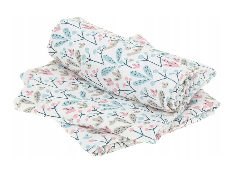Dětské mušelínové pleny BABYMAM PREMIUM 70x75 cm - sada 3 ks - Keříčky