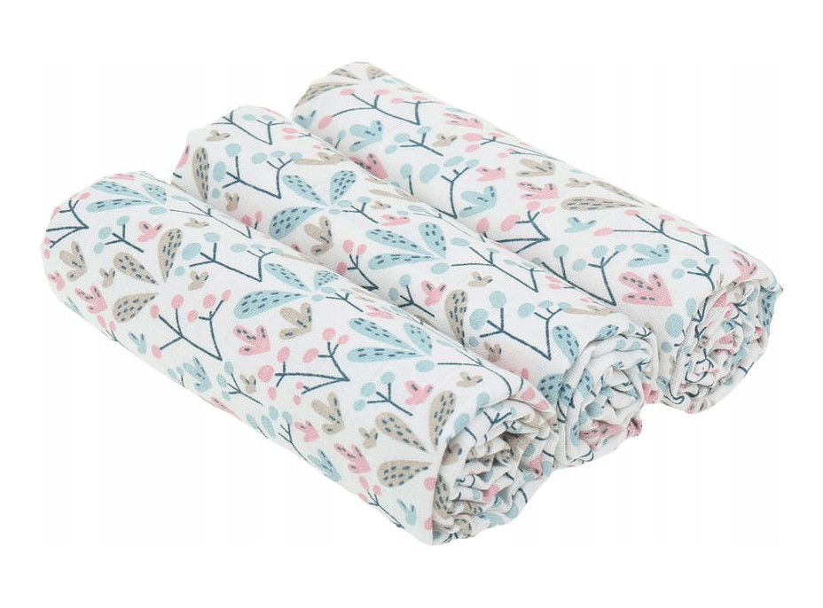 Dětské mušelínové pleny BABYMAM PREMIUM 70x75 cm - sada 3 ks - Keříčky