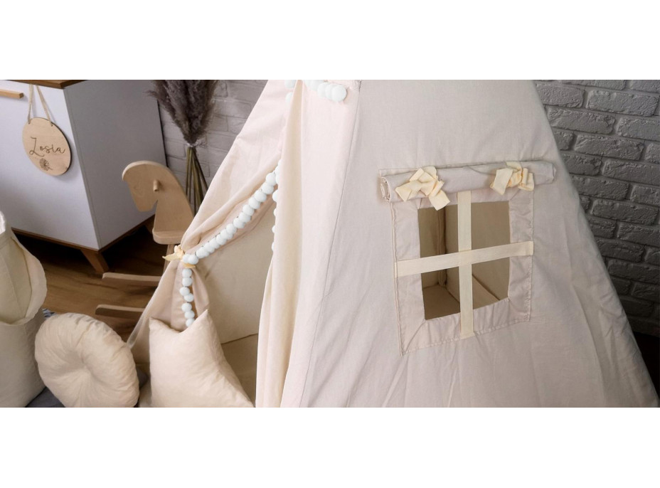 Dětský stan TEEPEE (TÝPÍ) SUPERIOR s doplňky - ECRU