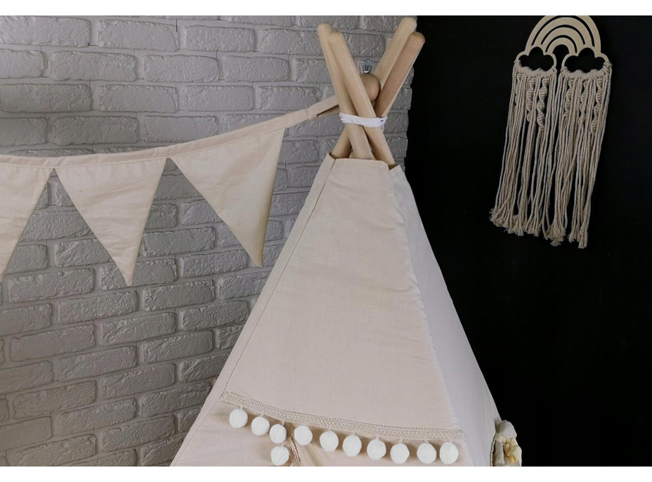 Dětský stan TEEPEE (TÝPÍ) SUPERIOR s doplňky - ECRU