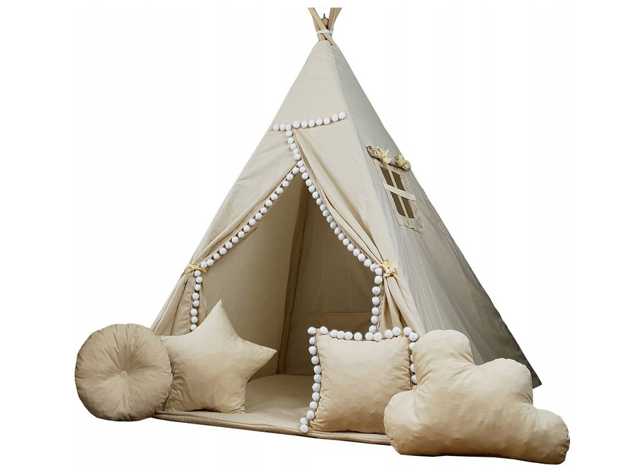 Dětský stan TEEPEE (TÝPÍ) SUPERIOR s doplňky - ECRU
