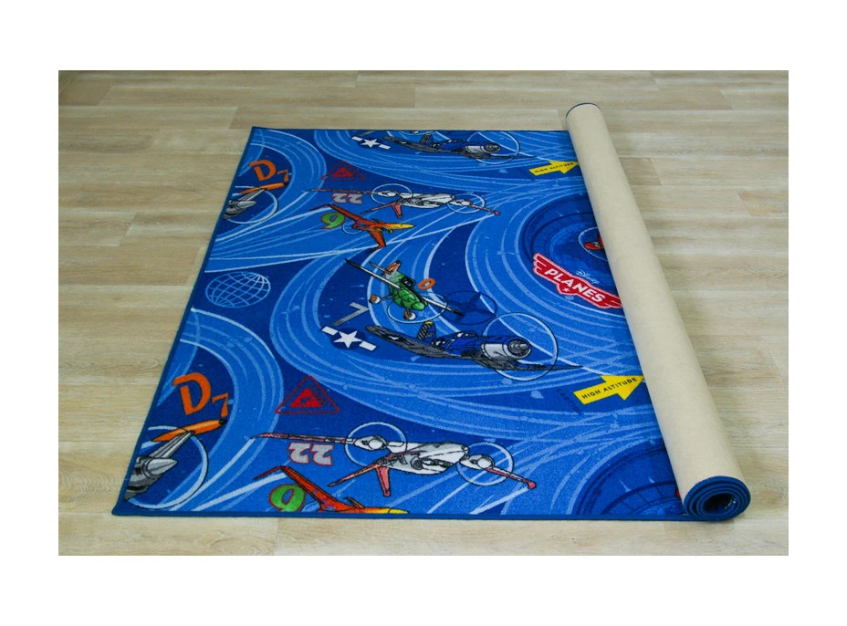 Dětský koberec LETADLA modrý 200x200 cm