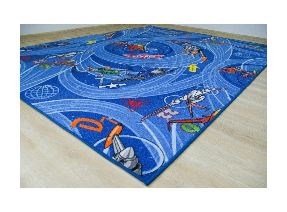 Dětský koberec LETADLA modrý 200x200 cm