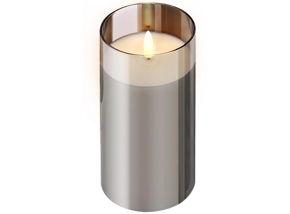 LED svíčka ve skle - 15x7.5 cm - teplá bílá