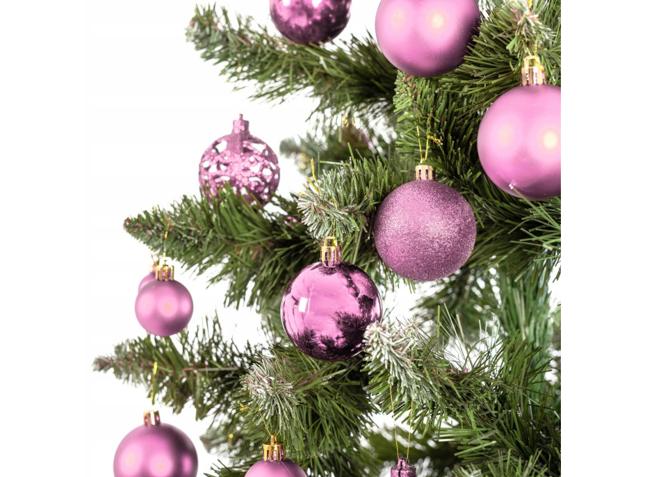 Vánoční závěsné baňky na stromeček - 100 ks - růžové