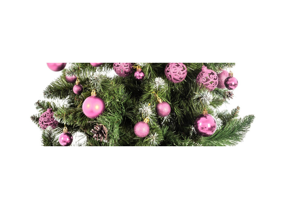 Vánoční závěsné baňky na stromeček - 100 ks - růžové