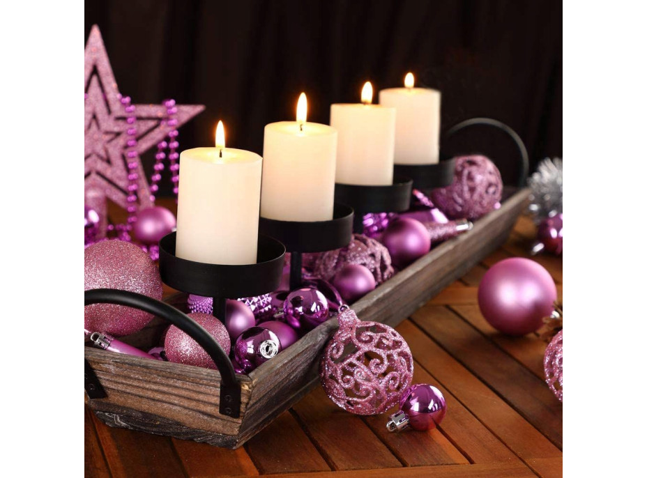 Vánoční závěsné baňky na stromeček - 100 ks - růžové