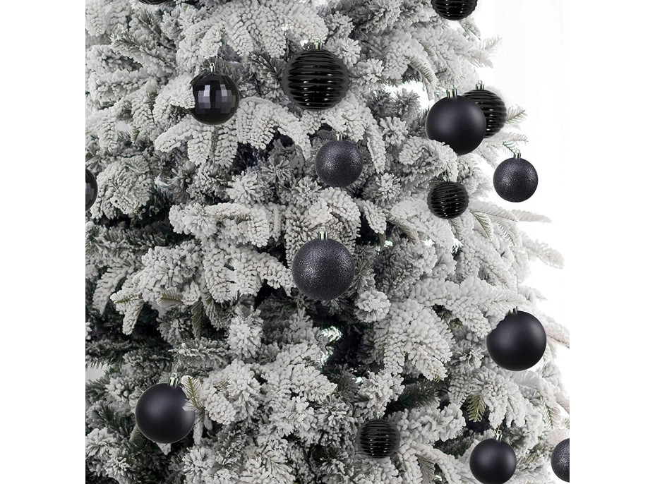 Vánoční závěsné baňky na stromeček - 3 velikosti - 6 druhů - 36 ks - černé