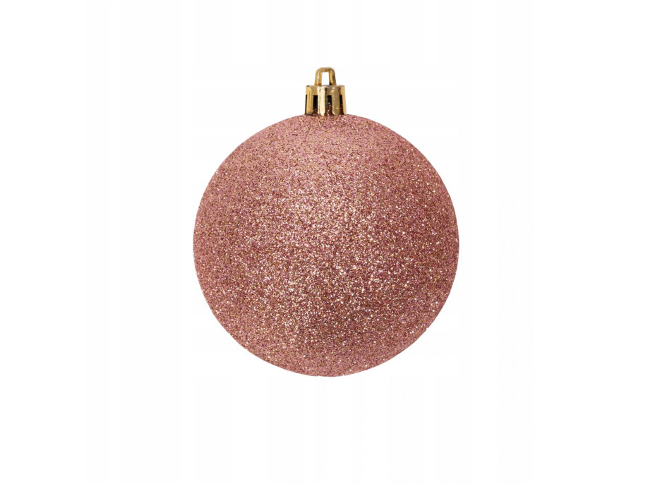 Vánoční závěsné baňky na stromeček - 3 velikosti - 6 druhů - 36 ks - rose gold
