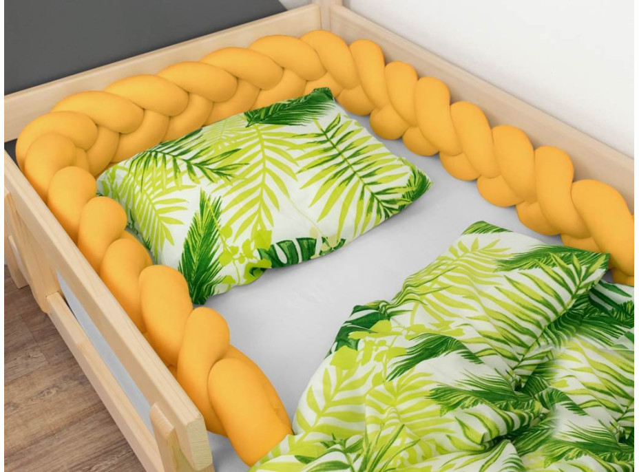 Chránič na dětskou postel pletený do copu JERSEY - hořčicový 350 cm