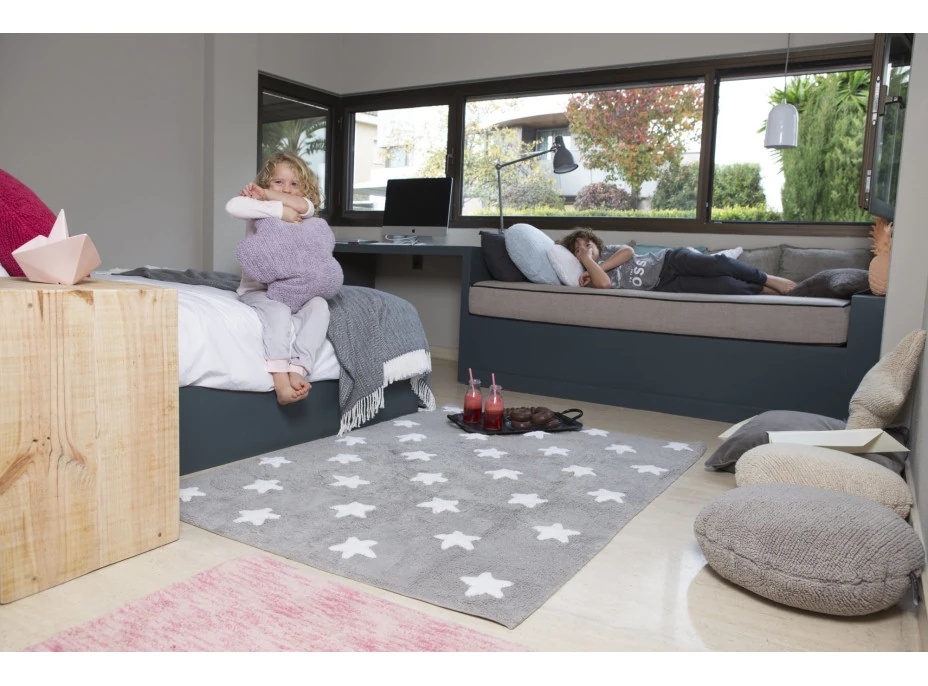 Ručně tkaný kusový koberec Stars Grey-White