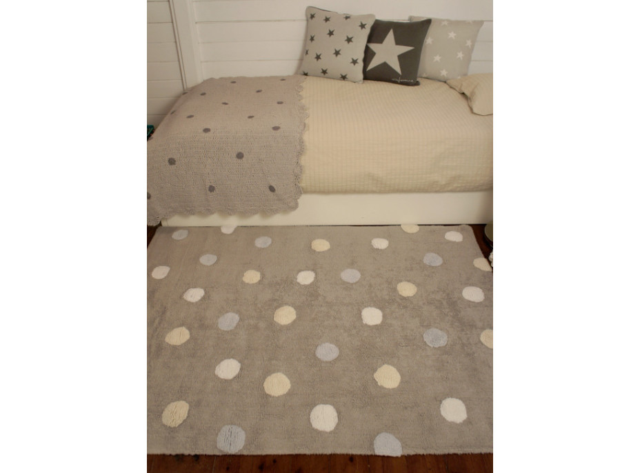 Ručně tkaný kusový koberec Tricolor Polka Dots Grey-Blue