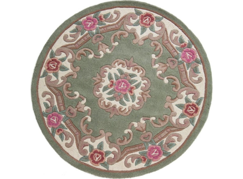 Ručně všívaný kusový koberec Lotus premium Green circle