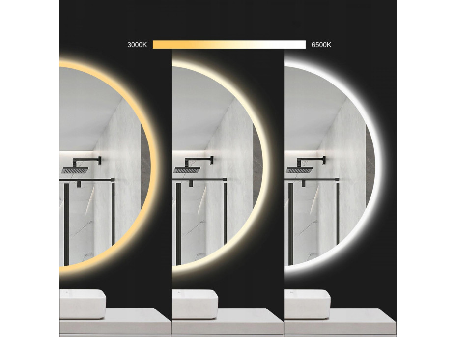 Kulaté zrcadlo SMART 50 cm - s LED podsvícením a vyhříváním