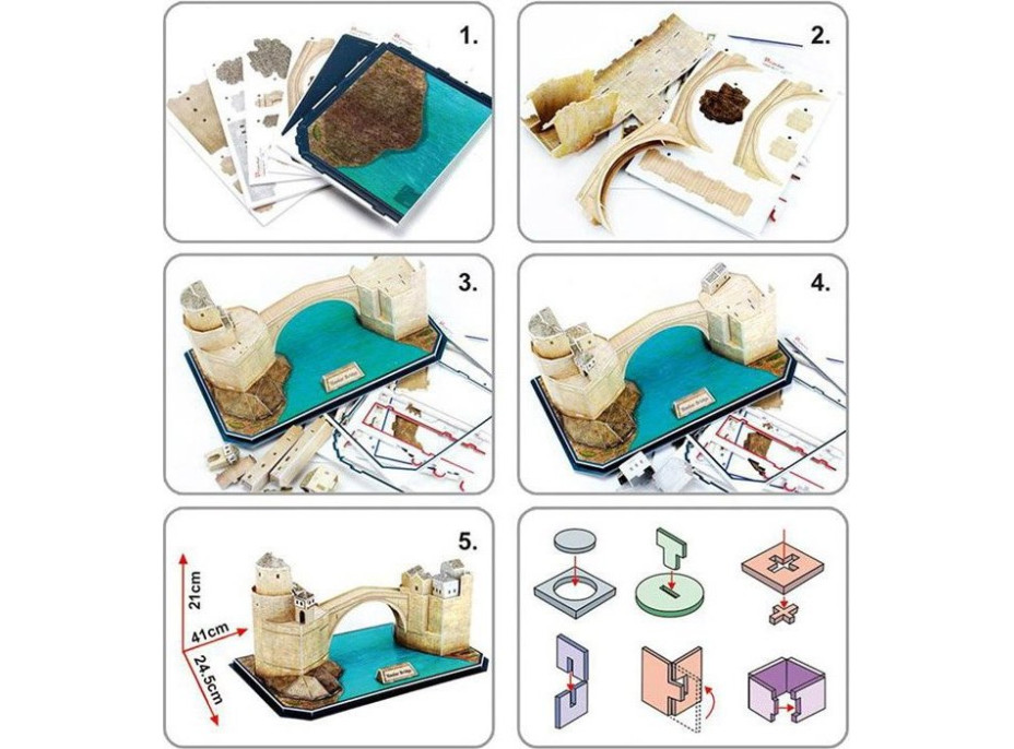 EDUCATOR 3D puzzle Obloukový most v Mostaru, Bosna a Hercegovina 64 dílků