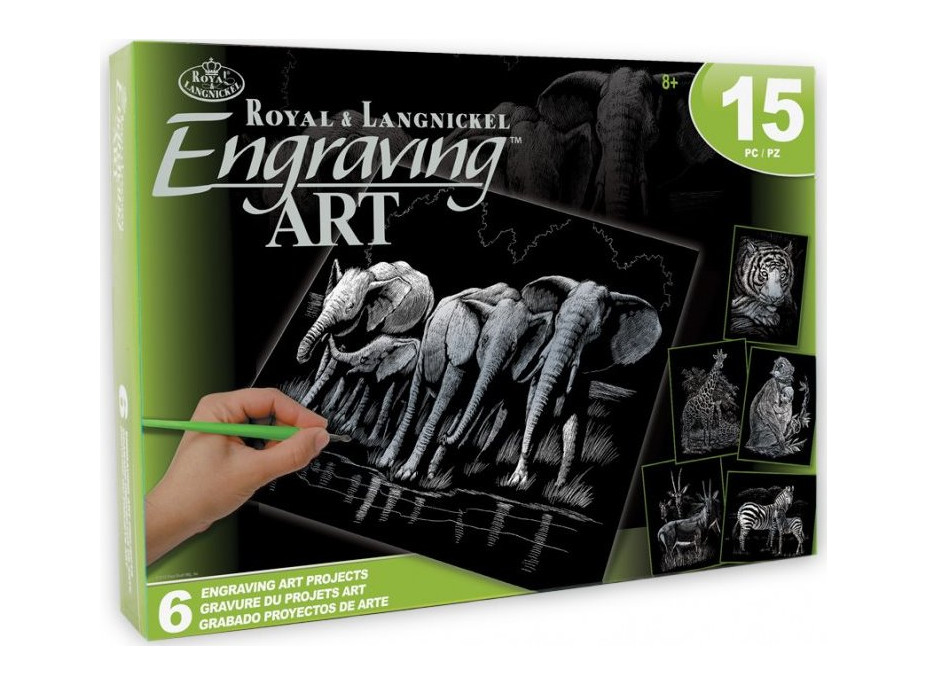 ROYAL & LANGNICKEL Sada 6 stříbrných škrabacích obrázků: Africká zvířata