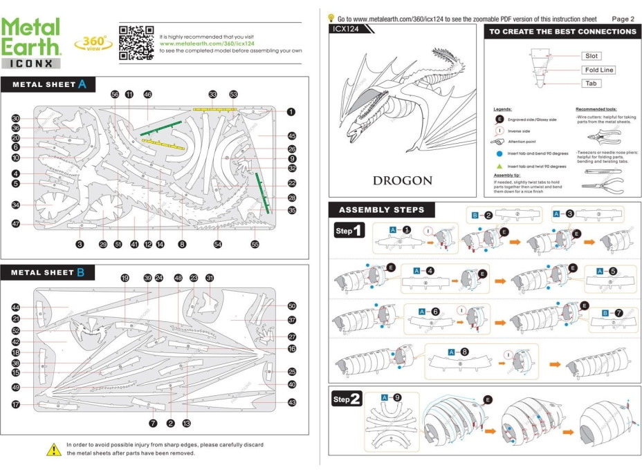 METAL EARTH 3D puzzle Hra o trůny: Drogon (ICONX)