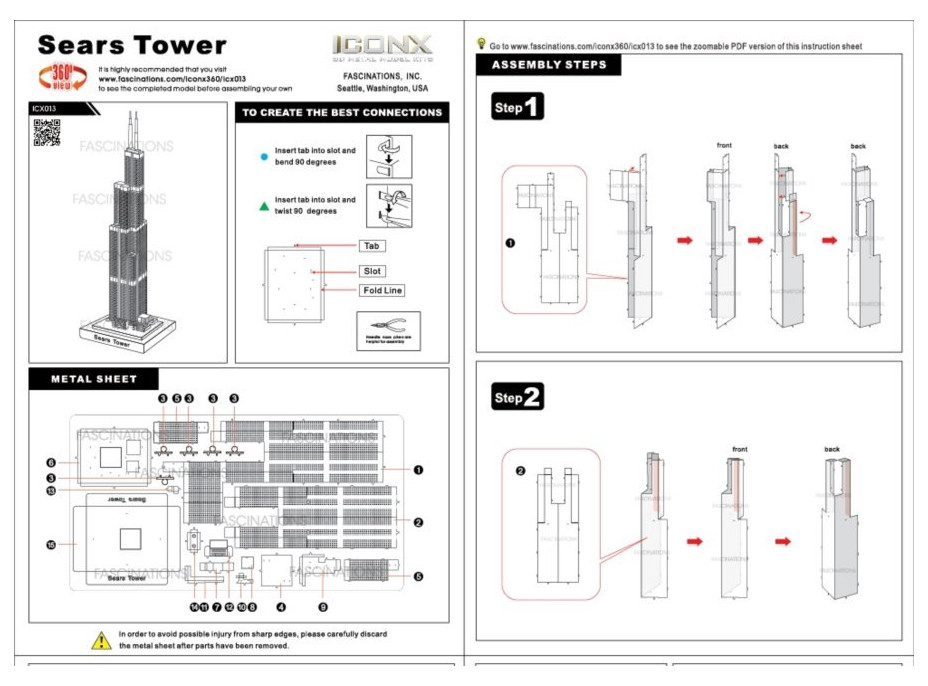 METAL EARTH 3D puzzle Sears Tower (Willis Tower) (ICONX)