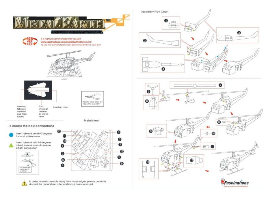 METAL EARTH 3D puzzle Vrtulník Bell UH-1 Huey