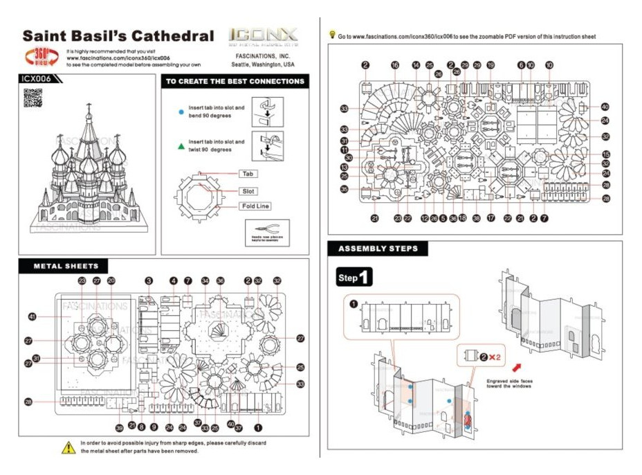 METAL EARTH 3D puzzle Chrám Vasila Blaženého (ICONX)