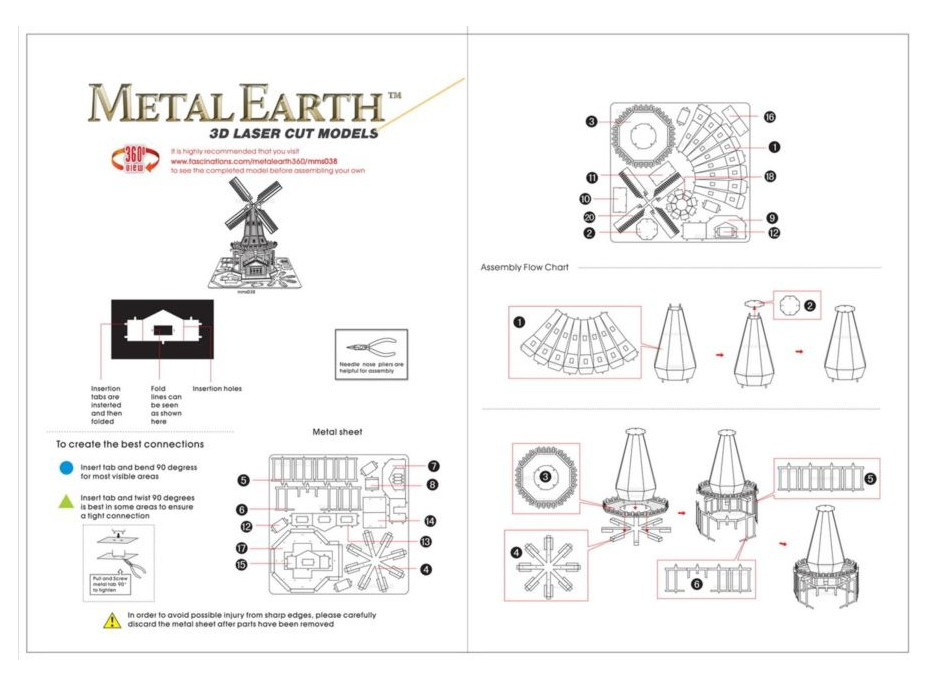 METAL EARTH 3D puzzle Větrný mlýn