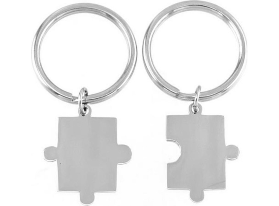 Ocelové přívěšky na klíče Puzzle 2ks