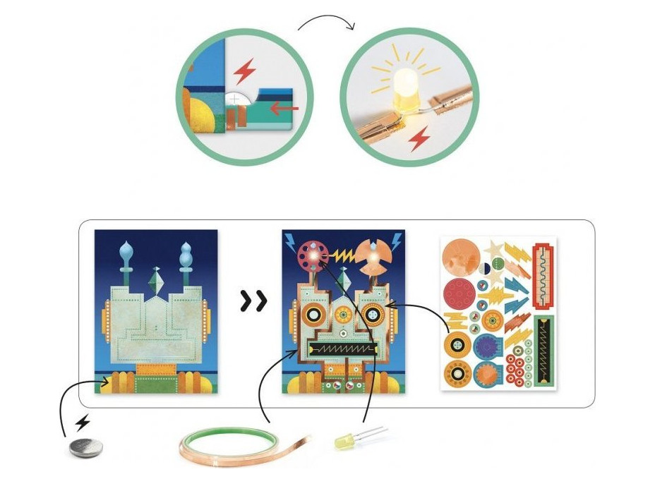 DJECO Světélkující obrázky Roboti