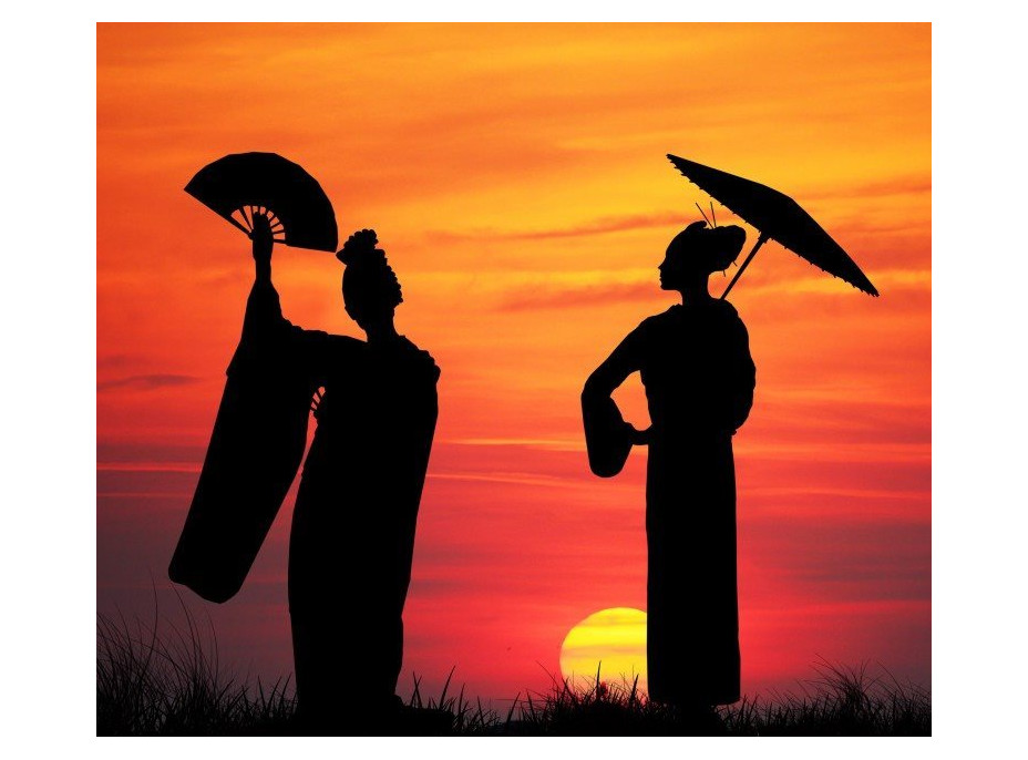 GRAFIKA Čtvercové puzzle Gejši při západu slunce 1000 dílků