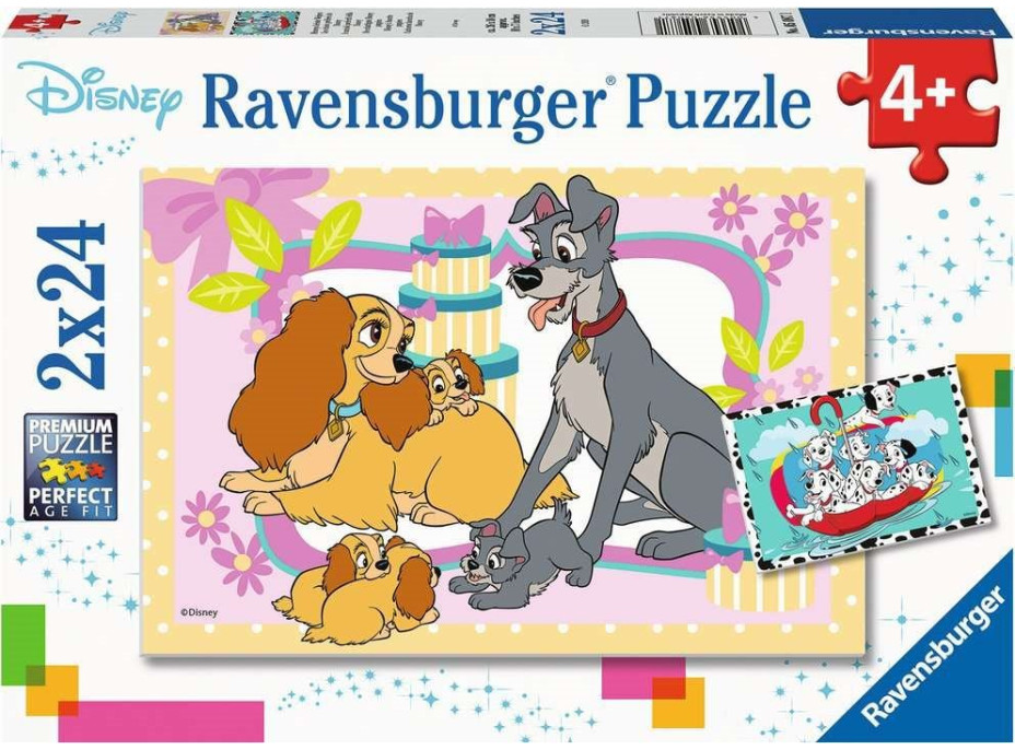 RAVENSBURGER Puzzle Disneyho oblíbená štěňátka 2x24 dílků