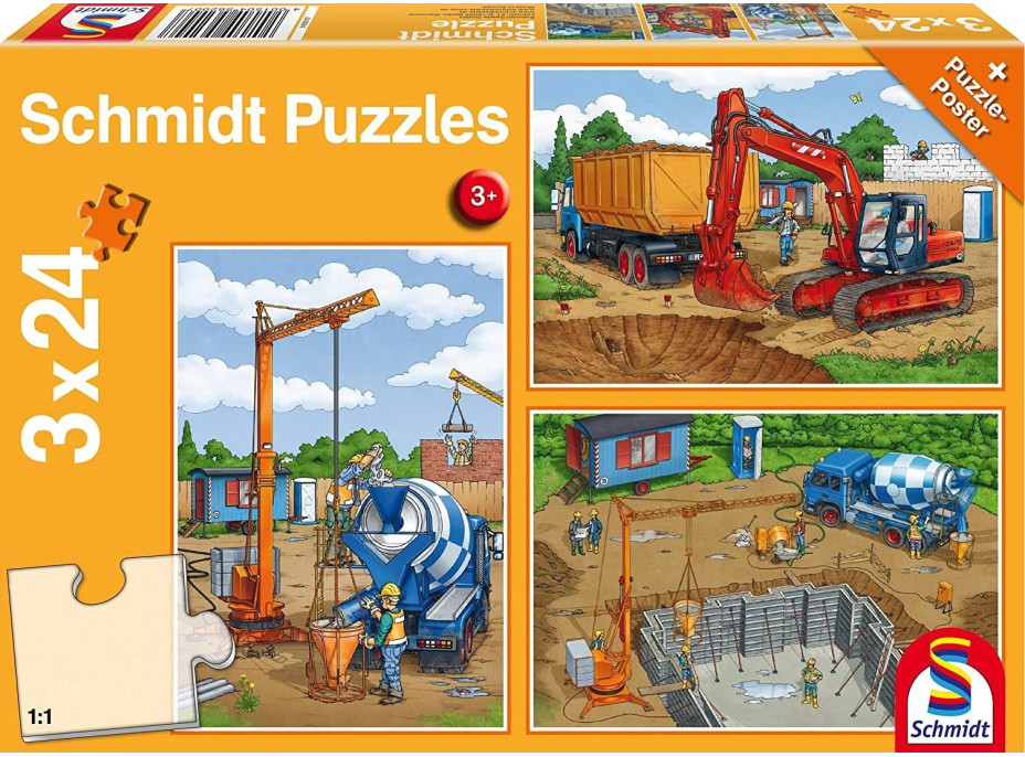 SCHMIDT Puzzle Na staveništi 3x24 dílků