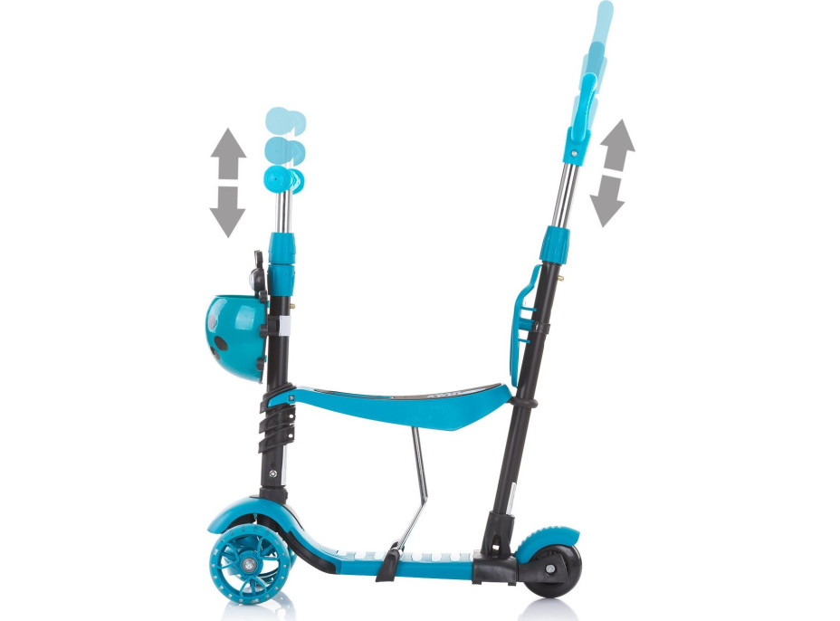 CHIPOLINO Koloběžka s vodící tyčí Kiddy Evo 3v1 Ocean