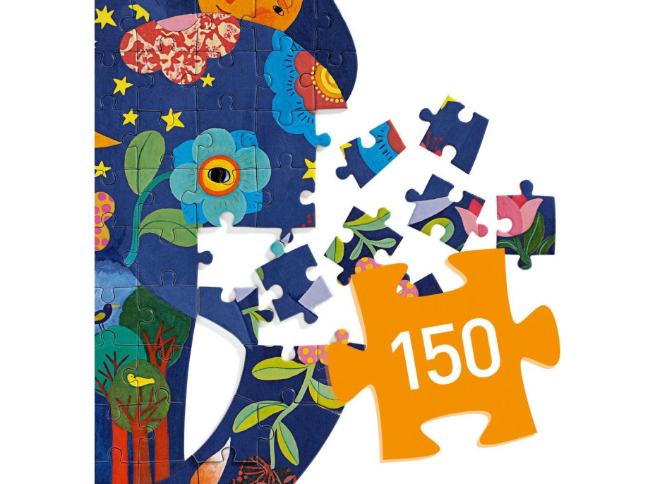 DJECO Obrysové puzzle Slon 150 dílků