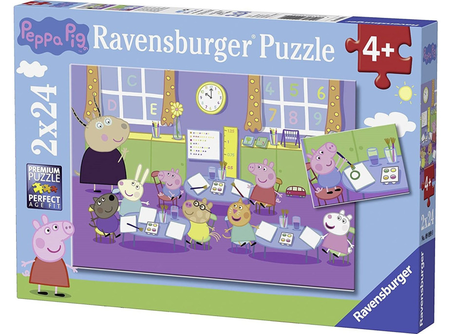 RAVENSBURGER Puzzle Prasátko Peppa ve škole 2x24 dílků