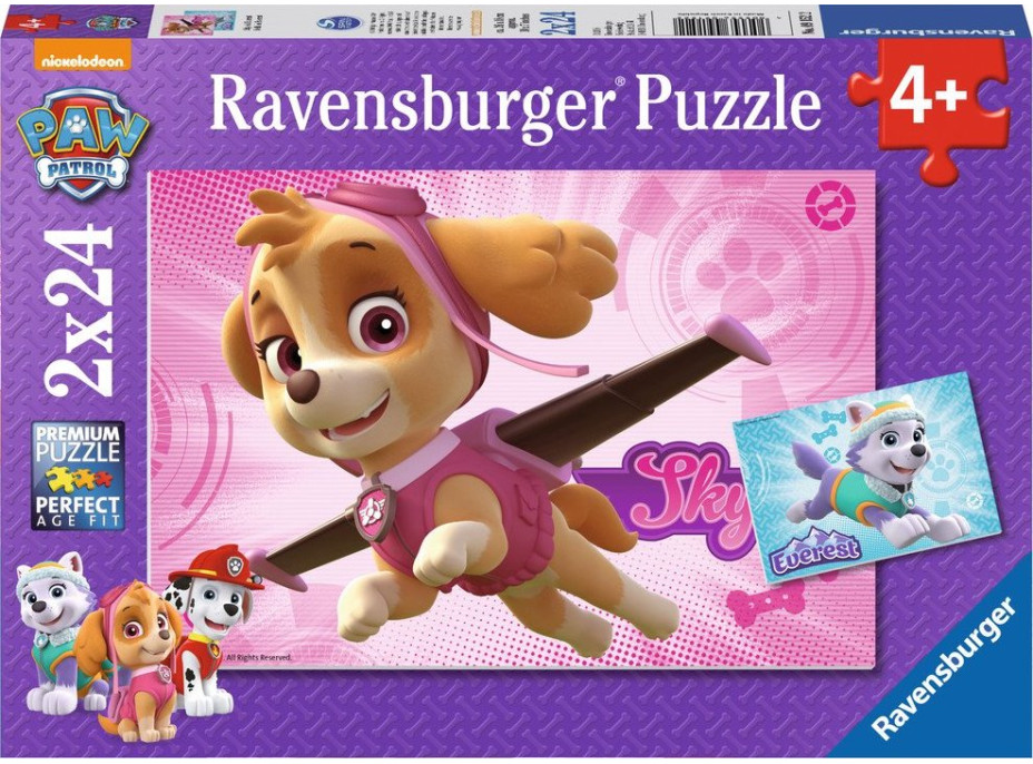 RAVENSBURGER Puzzle Tlapková patrola: Skye a Everest 2x24 dílků