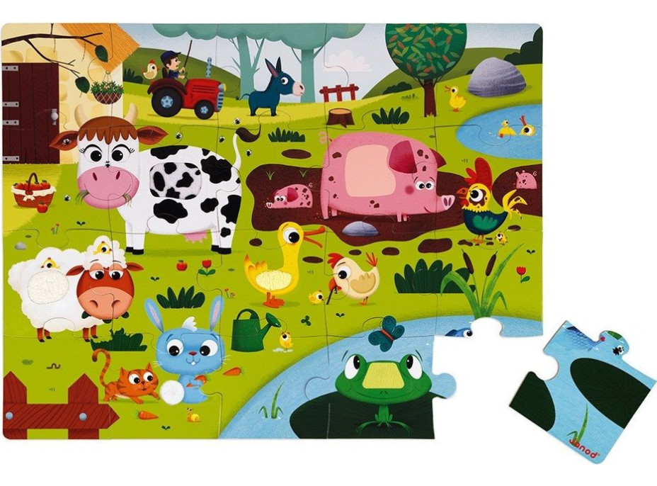 JANOD Hmatové puzzle Zvířátka na farmě 20 dílků