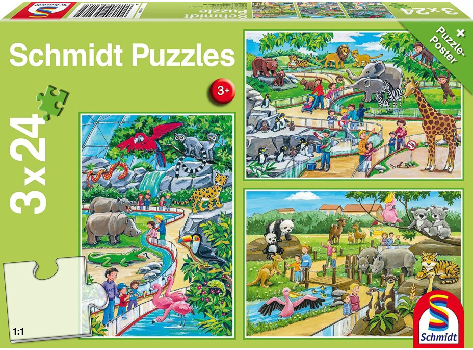 SCHMIDT Puzzle Den v zoo 3x24 dílků