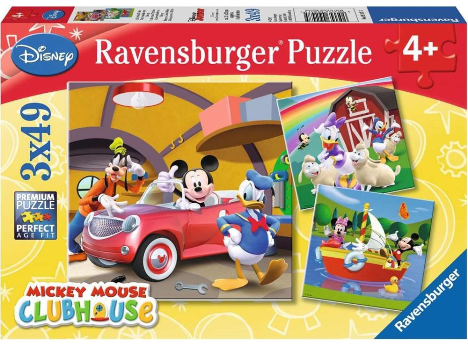 RAVENSBURGER Puzzle Mickeyho klubík 3x49 dílků