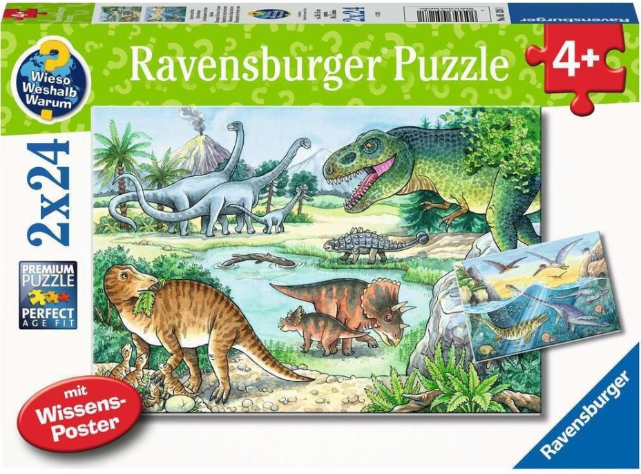 RAVENSBURGER Puzzle Svět dinosaurů 2x24 dílků