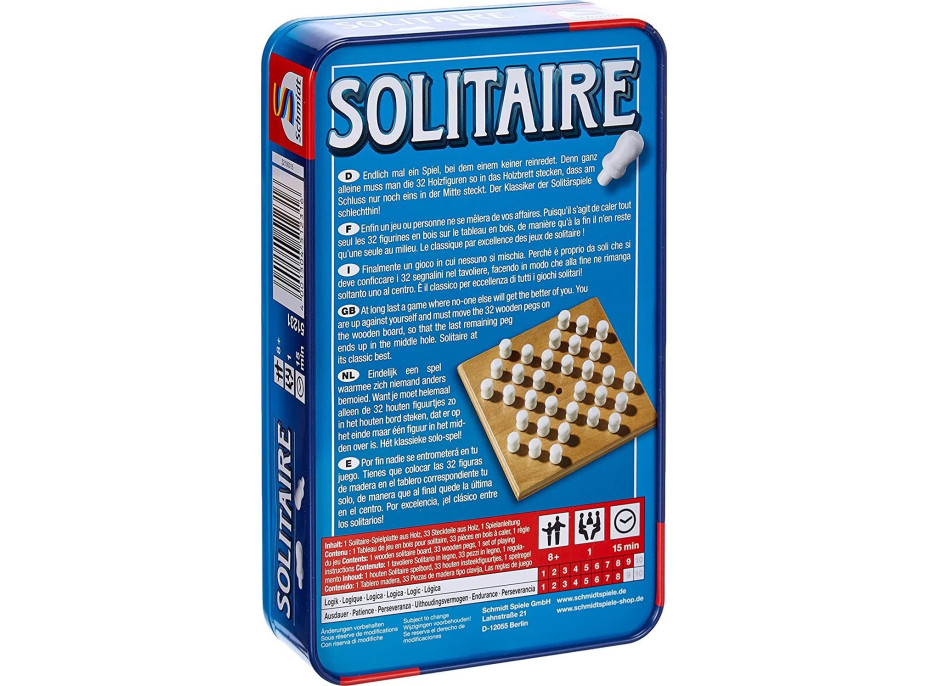 SCHMIDT Hra Solitaire v plechové krabičce