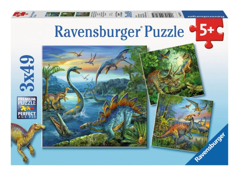 RAVENSBURGER Puzzle Úžasní dinosauři 3x49 dílků