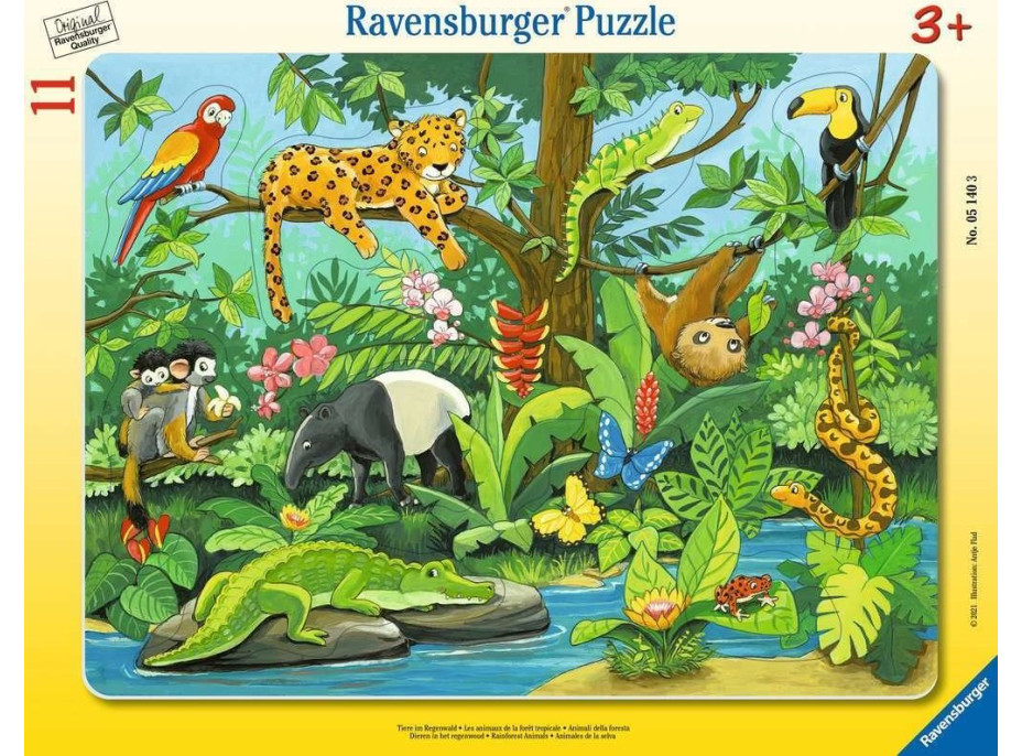 RAVENSBURGER Vkládačka Zvířátka z deštného pralesa 11 dílků