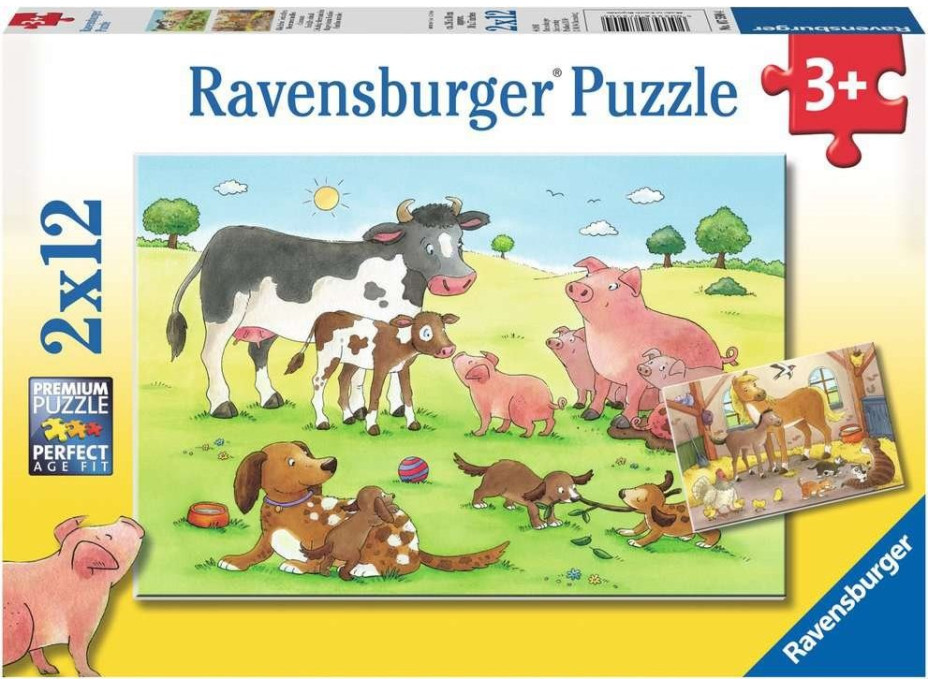 RAVENSBURGER Puzzle Zvířecí farma 2x12 dílků