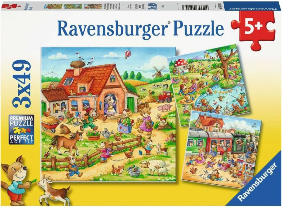 RAVENSBURGER Puzzle Prázdniny na venkově 3x49 dílků