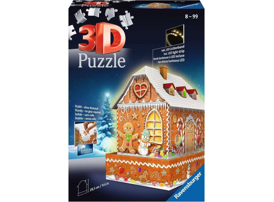 RAVENSBURGER Svítící 3D puzzle Noční edice Perníková chaloupka 216 dílků