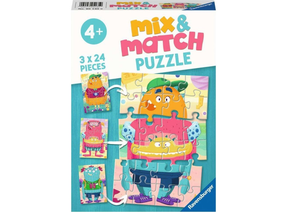 RAVENSBURGER Puzzle Mix&Match: Legrační příšera 3x24 dílků