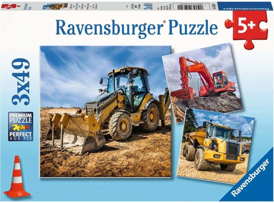 RAVENSBURGER Puzzle Stavební stroje 3x49 dílků